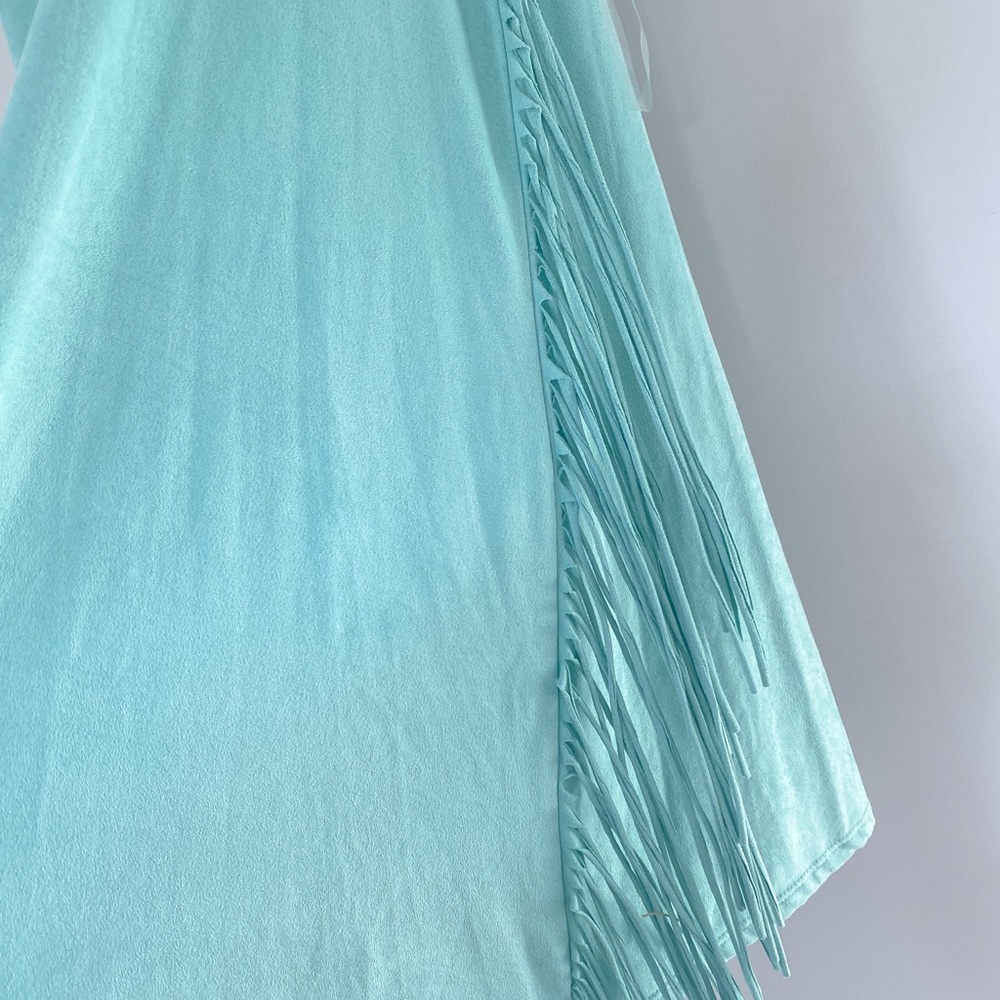 Before You Teal Fringe Mini Dress Size Small - Picture 4 of 9